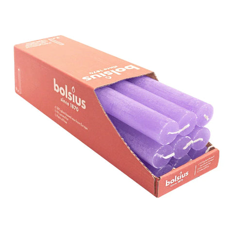 Stabkerzen Rustik, 23/270 mm, Blühendes Veilchen, BOLSIUS, Brenndauer ca. 13h, 9 Stück pro Verpackung - luterne.shop