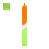 16 DIP DYE Stabkerzen Neonorange-Grün, 180/22 mm, KERZENFARM HAHN, Brenndauer 7h
