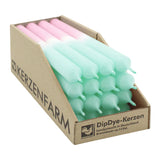 DIP DYE Stabkerzen Mint-Pastellaltrosa, 250/22 mm, KERZENFARM HAHN, 12h, 16 St.