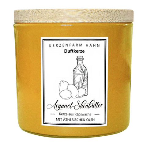Duftkerze im Glas, Arganöl-Sheabutter, 100% pflanzliches Rapswachs, KERZENFARM HAHN, mit reinen ätherischen Ölen, Brenndauer ca. 17h - luterne.shop