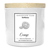 Duftkerze im Glas, Orange, 100% pflanzliches Rapswachs, KERZENFARM HAHN, mit reinen ätherischen Ölen, Brenndauer ca. 17h - luterne.shop