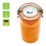 Duftkerze im XL-Weckglas®, Orange, 100% pflanzliches Stearin, KERZENFARM HAHN, mit reinen ätherischen Ölen, Brenndauer ca. 40h - luterne.shop