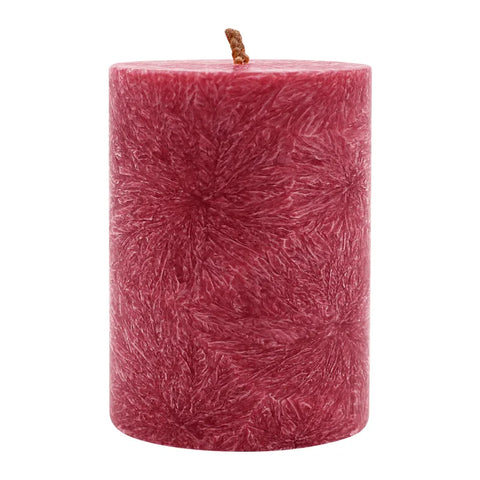 Stumpenkerze aus Stearin, Dunkelrot, 50/65 mm, 100% pflanzlicher Wachs, KERZENFARM HAHN, Brenndauer ca. 15h - luterne.shop