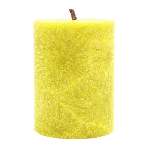 Stumpenkerze aus Stearin, Gelb, 50/65 mm, 100% pflanzlicher Wachs, KERZENFARM HAHN, Brenndauer ca. 15h - luterne.shop