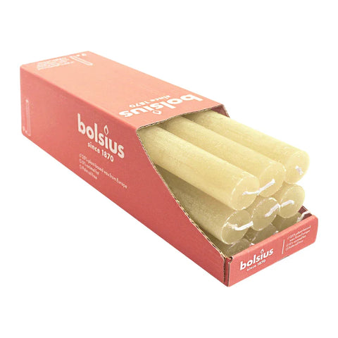 Stabkerzen Rustik, 23/270 mm, Hafer Beige, BOLSIUS, Brenndauer ca. 13h, 9 Stück pro Verpackung - luterne.shop