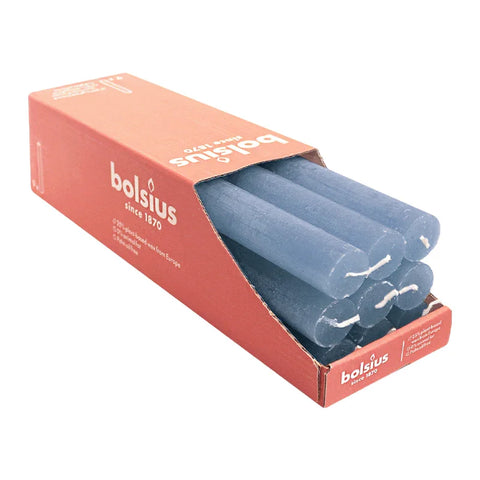 Stabkerzen Rustik, 23/270 mm, Himmelblau, BOLSIUS, Brenndauer ca. 13h, 9 Stück pro Verpackung - luterne.shop