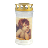 Grabkerzen mit Motiv „Engel Raphael“ – 3er-Set, wetterfest, mit Thermo-Doppeldeckel