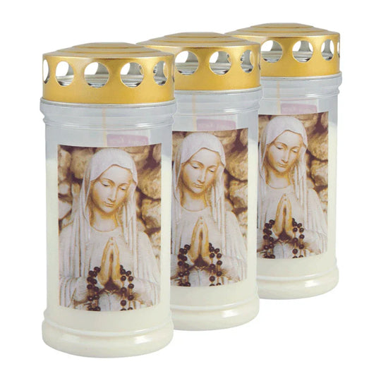 JEKA-Motivkerze "Maria", 100% Pflanzenöl, Brenndauer bis 4 Tage, 75/170 mm, 3 St.