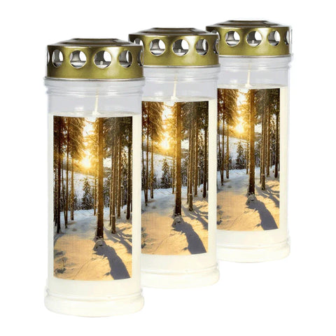 Grabkerze mit Motiv "Winterwald", JEKA, 7 Tage