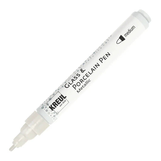 KREUL Glass & Porcelain Pen Metallic medium, Perlmutt-Weiß, 2-4 mm