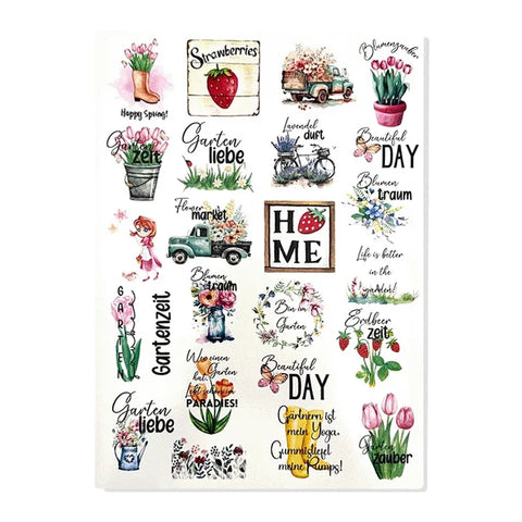 Kerzenfolie, Kerzentattoo "Garten XL", Farbig, DIN A4