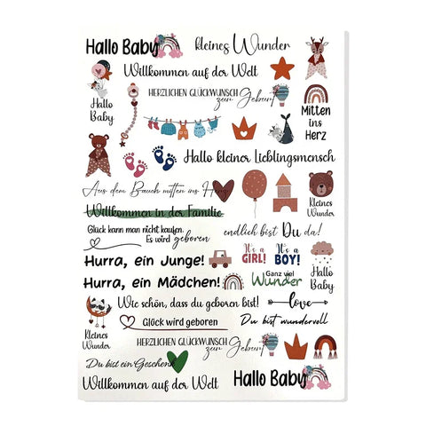 Kerzenfolie, Kerzentattoo "Geburt", Farbig, DIN A4
