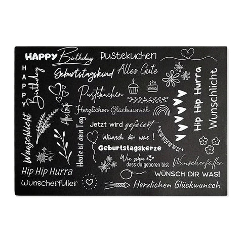 Kerzenfolie, Kerzentattoo "Geburtstag", Weiß, DIN A5