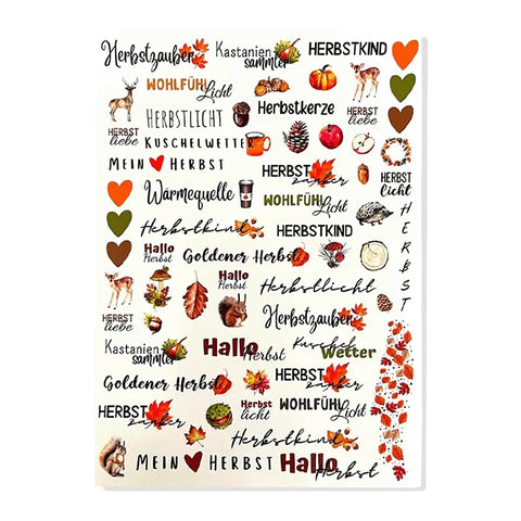 Kerzenfolie, Kerzentattoo "Hallo Herbst", Farbig, DIN A4