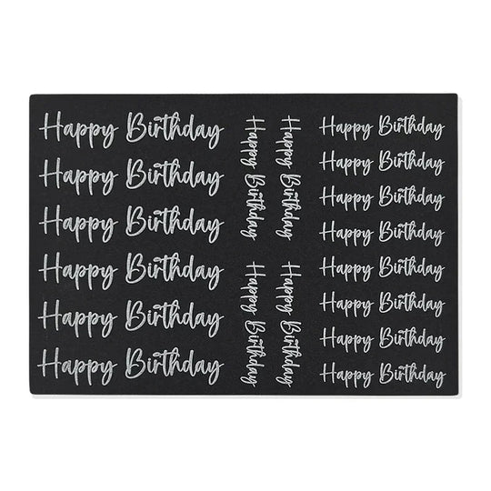 Kerzenfolie, Kerzentattoo "Happy Birthday", Weiß, DIN A5