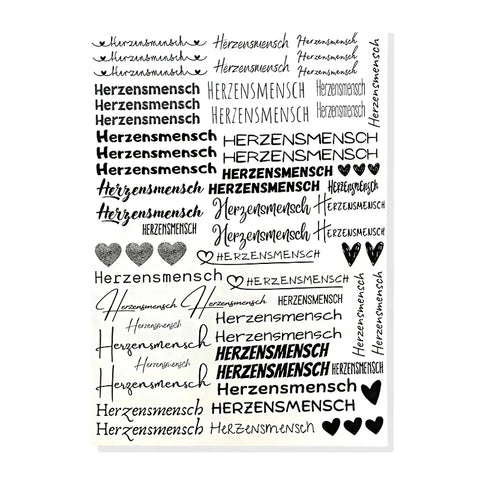 Kerzenfolie, Kerzentattoo "Herzensmensch", Schwarz, DIN A4