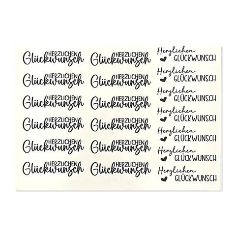 Kerzenfolie, Kerzentattoo "Herzlichen Glückwunsch", Schwarz, DIN A5