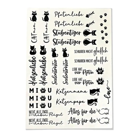 Kerzenfolie, Kerzentattoo "Katzenliebe", Schwarz, DIN A4