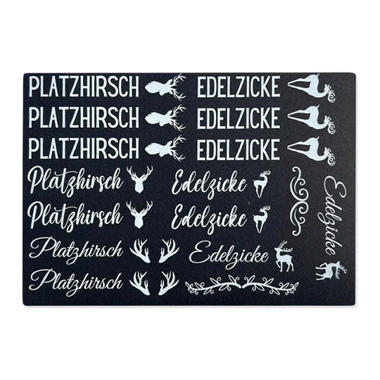 Kerzenfolie, Kerzentattoo "Platzhirsch/Edelzicke", Weiß, DIN A5
