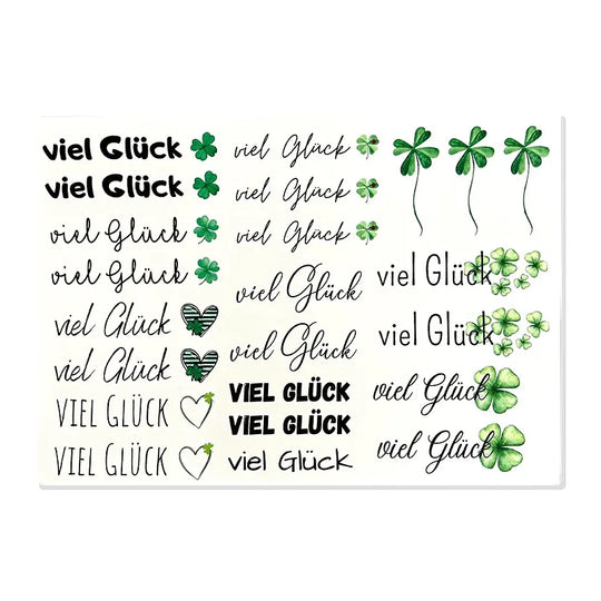 Kerzenfolie, Kerzentattoo "Viel Glück", Farbig, DIN A5