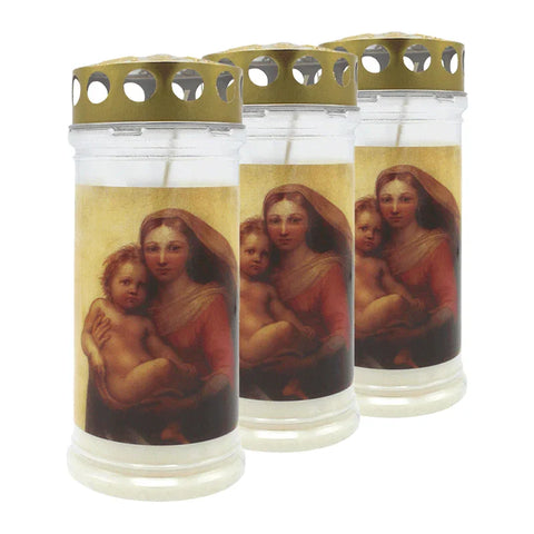 Grabkerzen mit Motiv "Madonna" Nr. 412, MEMORIAM, 4 Tage, 3 St.