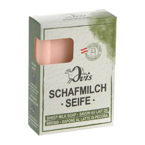 Ovis Schafmilchseife Rose, 100% Bio, für die tägliche Dusche, eckig, 100 g, verpackt