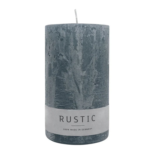 RUSTIC Stumpenkerze Anthrazit, 140/80 mm, WENZEL, Brenndauer 76h, selbstverlöschend
