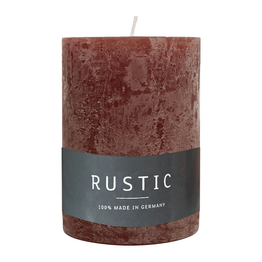 RUSTIC Stumpenkerze Marone, 80/70 mm, WENZEL, Brenndauer 34h, selbstverlöschend