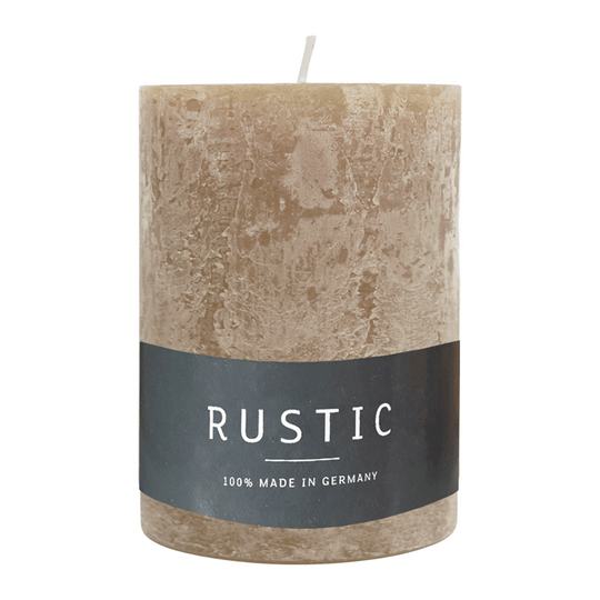RUSTIC Stumpenkerze Sahara, 80/70 mm, WENZEL, Brenndauer 34h, selbstverlöschend