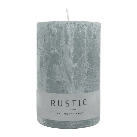 RUSTIC Stumpenkerze Silbergrau, 110/70 mm, WENZEL, Brenndauer 51h, selbstverlöschend