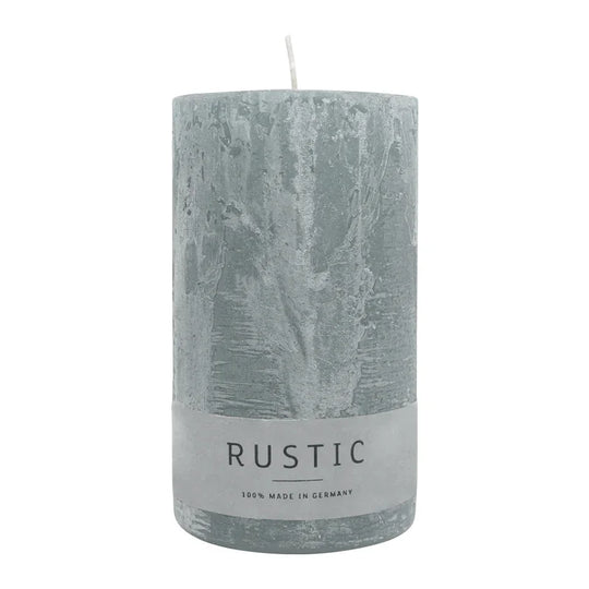 RUSTIC Stumpenkerze Silbergrau, 140/80 mm, WENZEL, Brenndauer 76h, selbstverlöschend