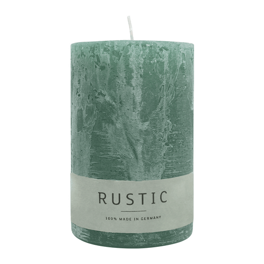 RUSTIC Stumpenkerze Smaragd, 110/70 mm, WENZEL, Brenndauer 51h, selbstverlöschend