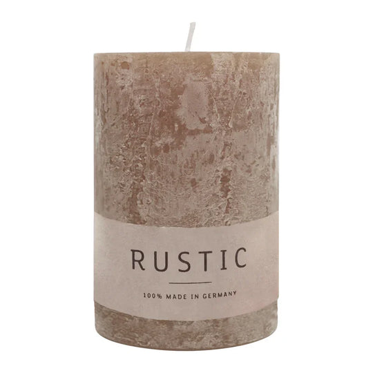 RUSTIC Stumpenkerze Stein, 80/60 mm, WENZEL, Brenndauer 25h, selbstverlöschend