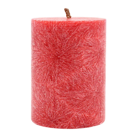 Stumpenkerze aus Stearin, Rot, 50/65 mm, 100% pflanzlicher Wachs, KERZENFARM HAHN, Brenndauer ca. 15h - luterne.shop