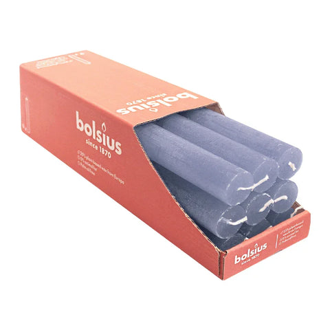 Stabkerzen Rustik, 23/270 mm, Schiefer Blau, BOLSIUS, Brenndauer ca. 13h, 9 Stück pro Verpackung - luterne.shop