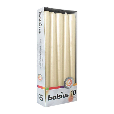 Spitzkerzen, Elfenbein, BOLSIUS, 24/245 mm, Brenndauer ca. 7,5h, 10 Stück pro Verpackung - luterne.shop