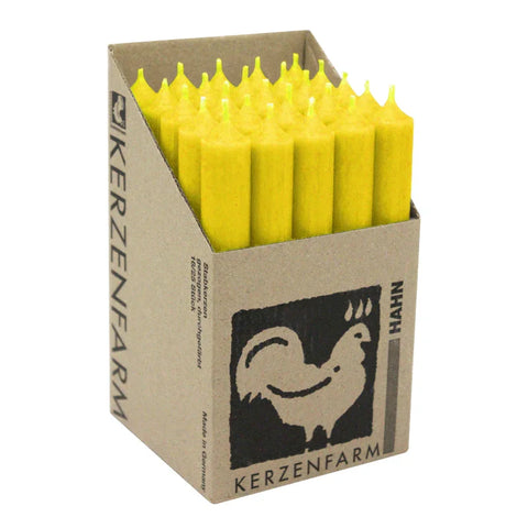 Stabkerzen Neon-Gelb, 180/22 mm, KERZENFARM HAHN, Brenndauer 8h, 25 St.