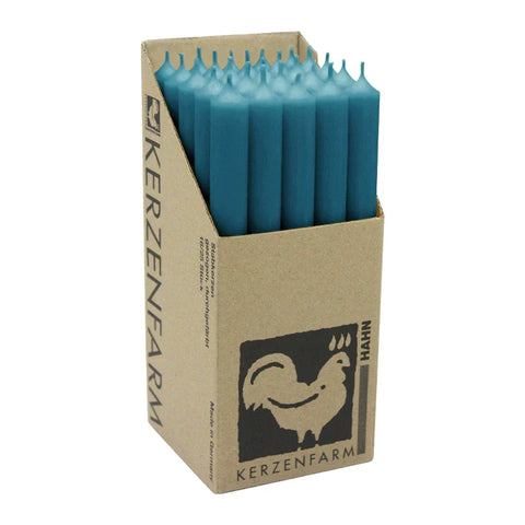 Stabkerzen Ozeanblau, 250/22 mm, KERZENFARM HAHN, Brenndauer 12h, 25 St.