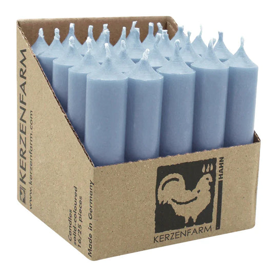 Stabkerzen Pastellblau, 100/22 mm, KERZENFARM HAHN, Brenndauer 4h, 25 St.