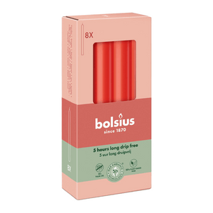Stabkerzen, Zartes Rot, BOLSIUS Essentials, 20/170 mm, Brenndauer ca. 5h, 8 Stück pro Verpackung, Torpedokerzen, Dinnerkerzen