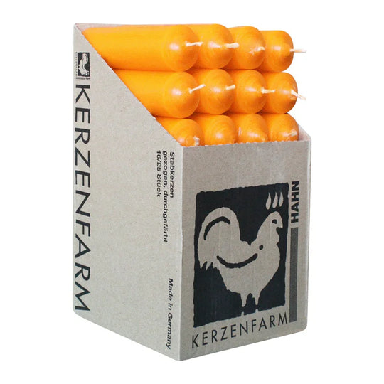 Stabkerzen Gelb, 100/28 mm, KERZENFARM HAHN, Brenndauer 5h, 28 St.