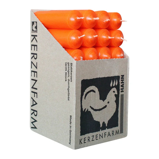 Stabkerzen Orange, 100/28 mm, KERZENFARM HAHN, Brenndauer 5h, 28 St.