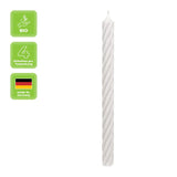 Stabkerzen aus Paraffin, RUSTIC TWIST, 350/28 mm, Wollweiß, WENZEL, Brenndauer ca. 20h, 4 Stück pro Verpackung - luterne.shop
