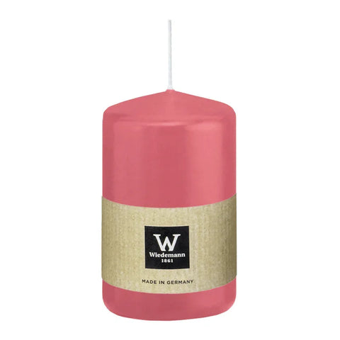 Stumpenkerze aus Paraffin, Erdbeerrosa, Wiedemann, 80/58 mm, Brenndauer ca. 29h - luterne.shop