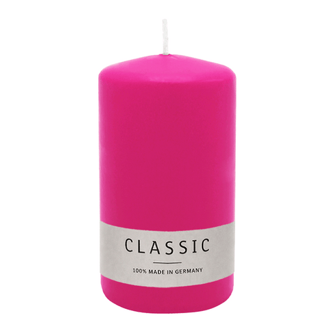 Stumpenkerze aus Paraffin, Fuchsia, WENZEL, 100/60 mm, Brenndauer ca. 29h, selbstverlöschend