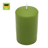 Stumpenkerze aus Paraffin, Olive, WENZEL, 150/80 mm, Brenndauer ca. 90h, selbstverlöschend - luterne.shop