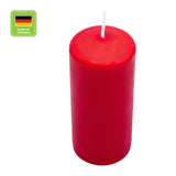 Stumpenkerze aus Paraffin, Rot, Wiedemann, 100/48 mm, Brenndauer ca. 23h - luterne.shop