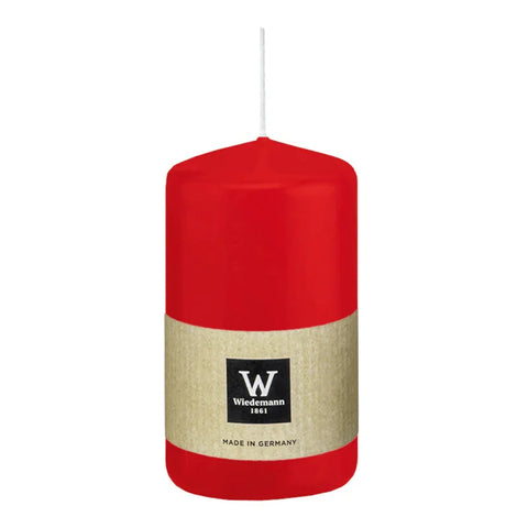 Stumpenkerze aus Paraffin, Rot, Wiedemann, 100/58 mm, Brenndauer ca. 33h - luterne.shop