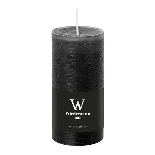 Marble Rustik Stumpenkerze Schwarz, 120/58 mm, Wiedemann, Brenndauer 42h, durchgefärbt