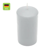 Stumpenkerze aus Paraffin, Silbergrau, WENZEL, 100/60 mm, Brenndauer ca. 36h, selbstverlöschend - luterne.shop